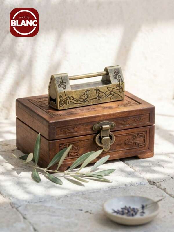Madebyblanc Vintage Lock Old Style Key Zinc Alloy Antique Design Metal Lock Single Piece Home Decoration Travel Trunk Storage Box Rustic Style Handcrafted Lock