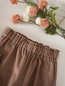 Bộ đồ thường ngày cho bé gái gồm áo ba lỗ cổ sọc và quần dài - Màu Khaki - Xem 3