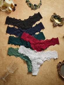 PinupPomp 6pcs/Set Women Lace Seamless Thong Panties - Multicolor - View 1