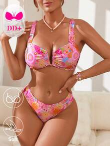 Swim DD+ Women's Fashion Beach Vacation Printed Bikini Set - Multicolor - View 1