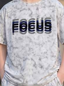 Vacaura 2pcs Boys' Tie-Dye Gradient Effect Short Sleeve T-Shirt And Pants Set, Suitable For Spring/Summer Outdoor Casual Wear - Grey - View 4