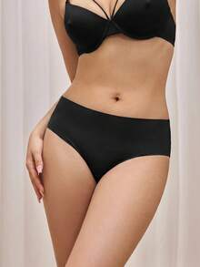 Bralution Women's Casual Comfy High Waisted Black Briefs With High Stretch Fabric - Black - View 3