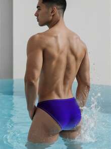 ZELFYO Men's Summer Beach Gradient Metallic Decor Triangle Swim Briefs, Holiday - Blue - View 2
