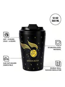 HARRY POTTER X SHEIN Cốc thép không gỉ chống rò rỉ 360 ml / 12 oz, tiện lợi mang theo, cốc xách tay. - màu đen - Xem 2