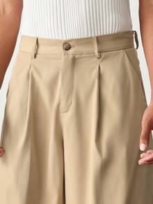 SWAVVY Pantalones cortos casuales de unicolor para hombres - Caqui - Ver 4