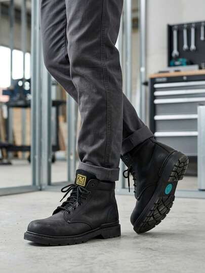 Botas de trabajo industriales de piel 100% de res con casquillo y suela antideslizante cumple con NOM-113-
STPS-2009.