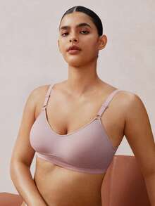 Veilyse 4pcs Women's Comfortable Sleeping Casual Striped Wireless Soft Cup Solid Color Bras - Multicolor - View 6