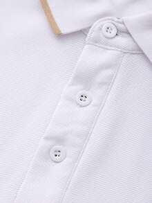 Manfinity Mode Men's Plaid Print Patch Pocket Casual Short Sleeve Polo Shirt, Summer - White - View 6