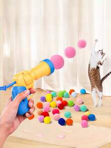 Fun Diy Pet Plush Interactive Toy Set, Launcher Training Toy Gun For Cats & Dogs, Indoor Exercise Boredom Relief ‑Play Toys, Bonding Enhancer, Silent High‑Elastic Fur Balls, Radish Bow, Plant‑Shaped Gun, Telescopic Fist Toy, Random Color. - Multicolor - View 2