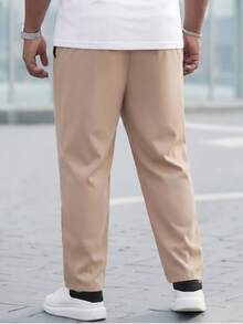 DRIVNCORE Plus Size Men's Solid Color Slant Pocket Business Casual Pants - Khaki - View 2