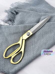 1pc Golden Fabric Scissors Stainless Steel Sharp Tailor Scissors Clothing Scissors Professional Heavy Duty Dressmaking Shears Sewing Tailor - Gold - View 1