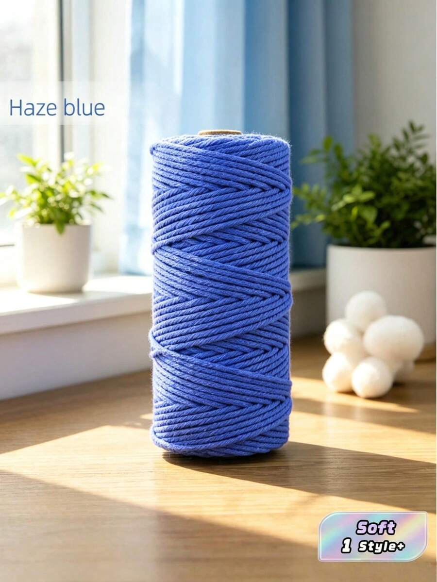 1条3毫米100米DIY手工编织绳/流苏绳/装饰绳/挂毯线/捆扎绳/工艺用品套装 - 霧霾藍 - 查看 1
