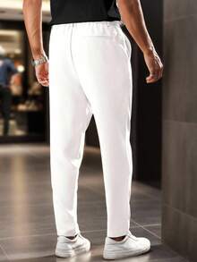 Manfinity Mode Plus Size Men's Casual Solid Color Commuter Pants - White - View 2