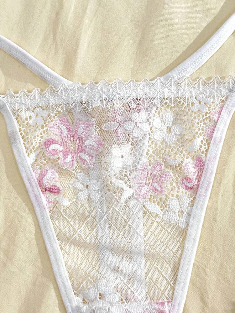 Eraneu Quần lọt khe nữ G-string ren hoa thời trang, xuyên thấu, gợi cảm. - trắng - Xem 4