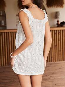 Lullawish Đầm dệt kim Jacquard phong cách Bohemian không tay, đồ mặc nhà dành cho nữ. - trắng - Xem 2