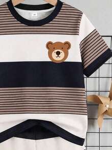 [Random 3 Sets,Send 1 Sets] Casual Cartoon Pattern T-Shirt Set,Summer Toddlers Boys Astronaut Playful Pals Preppy Jogging Streetwear Vacation Outfits - Multicolor - View 6