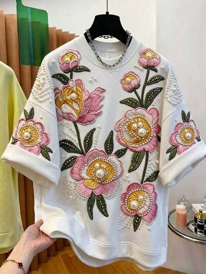 Divinelle T-shirt ample à col rond et manches courtes, style minimaliste et décontracté pour femmes, adapté pour l'été