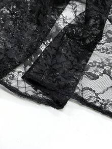 SHEIN 大码女士休闲雪纺透气开衫 - 黑色 - 查看 7