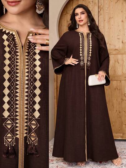 Al Najma Đầm maxi Thổ Nhĩ Kỳ cỡ lớn dành cho nữ và áo abaya truyền thống Ả Rập.