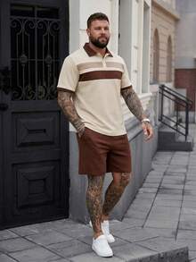 DRIVNCORE Ensemble de t-shirts pour hommes en tissu jacquard à motif losange, tissu jacquard bicolore pour l'extérieur, les festivals de musique, les occasions décontractées. Cadeau pour le petit ami/mari, anniversaire - Multicolore - Voir 3