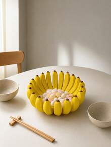 Zazumi 1PC/2PCS 3D Printed Resin Fruit Bowl, Banana Shaped Decorative Storage Tray, Yellow Novelty Fruit Basket For Kitchen Countertop, Home Dining Table Centerpiece, Unique Kitchen Decor Gift, Cute Aesthetic Holder For Snacks & Fruits - Multicolor - View 5
