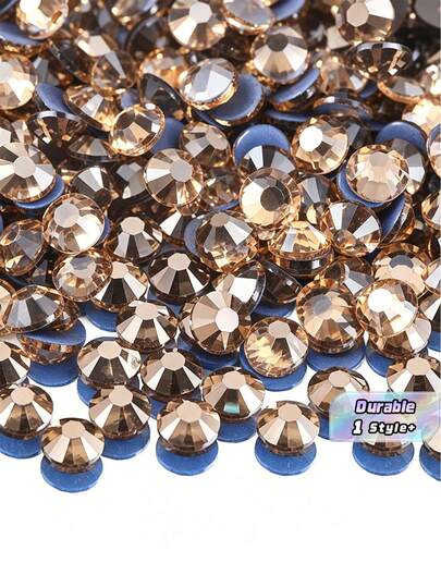 2000 Pcs 3-6mm Silver Flat Back Gold Champagne Resin Rhinestones, Round Jelly Gemstones For DIY Accessories, Shoes, Clothes, Cosmetics, Bags, And Crafts