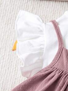 SHEIN Leap Crew 3件套女婴休闲荷叶边吊带背心和松紧腰裤套装 - 淺灰紫 - 查看 3
