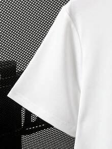 Mirajuku 2pcs/Set Boys' Casual Street Vintage City Graphic T-Shirt And Woven Shorts Set, Fashionable For Daily, Commute And Sports Wear - Black and White - View 5