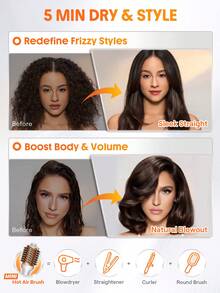SHEGLAM HAIR Travel Buddy Mini Hot Air Brush,Hair Blow Dryer Brush,Redefine Frizzy Styles,35000RPM Motor Speed & 2 Adjustable Temps,Adds Shine,Volume & Fullness For Smooth,Anti-Frizz Straight,Curl & Blowout Styles-EU Plug Gift Pink Makeup Beach Festivals Hair Care Y2K Vacation Summer Hair Accerssories Back To School Home - Silver - View 3