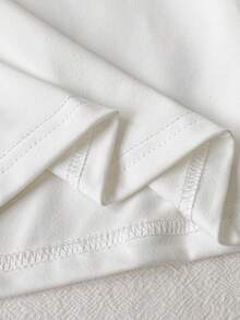 SHEIN 女嬰 2件/套 春季女童休閒運動日常風格 寬鬆刺繡裝飾套裝，短澎澎袖圓領上衣&條紋裝飾長褲 - 白色 - 查看 6