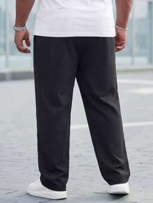 DRIVNCORE Plus Size Men's Slim Fit Black Suit Pants - Black - View 2
