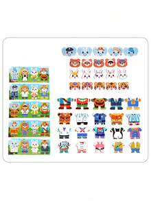 MINKOJA Kids Wooden Animal Dress-Up Puzzle Educational Career Recognition Matching Game Hand-Eye Coordination & Focus Training Role-Play Montessori Early Learning Toy - Multicolor - View 7