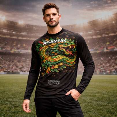 Jersey Deportivo Manga Larga KAMPAK México 26 | Playera Térmica Transpirable para Ciclismo, Running y Outdoor | Secado Rápido, Ajuste Cómodo