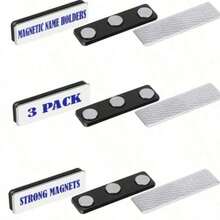 3/12/20pcs Magnet untuk Lencana Nama, Klip Pita Label Nama, Tali Magnet Label Nama, 3 Magnet Neodymium, Magnet Perekat, Label ID Jaket Seragam (Hitam) - Hitam - View 11