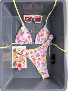 Swim Mod 女士新款春夏欧式花朵吊带比基尼性感泳装，沙滩泳装 - 彩色 - 查看 3