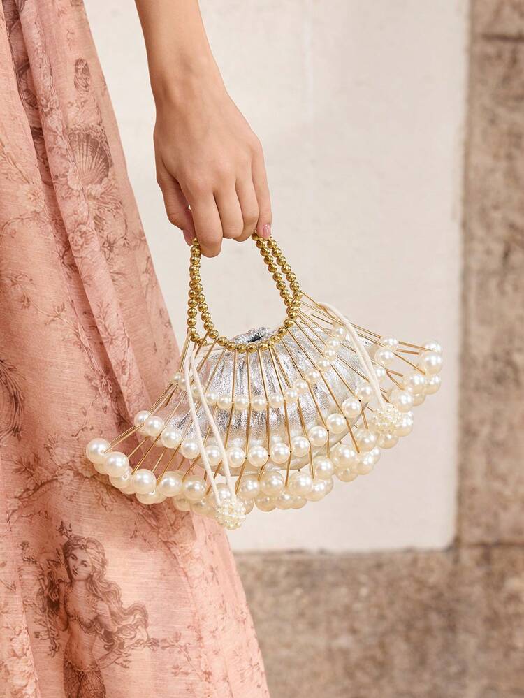 LADIES HANDBAG, PEARL HANDMADE DINNER BAG