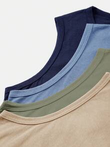 Tween Boys Casual Solid Color Knit T-Shirt - Army Green - View 6
