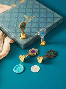 1PC Wax Seal Stamp Kit Retro Envelope Sealing Wax Beads Set With Spoon Candle Melting Furnace Gift For Wedding Invitation Christmas Card DIY Craft Supplies Hot Search - Dark Green - View 4
