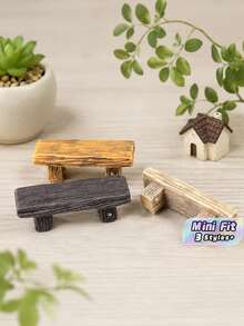 1个迷你树脂长凳/凳子/迷你椅子模型工艺品/仙境花园装饰套装配件/微景观/DIY装饰道具/礼品 - 彩色 - 查看 1