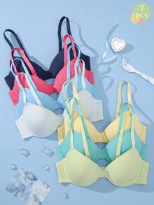 DesireSculpt 7pcs/Set Women's Underwire Bra Set - Multicolor - View 1