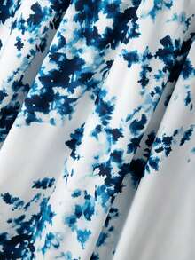 GlowEve CURVE Plus Size Women's Floral Print Off-Shoulder Elegant Flapper 1920s Vacation Dress Wedding Evening Guest Formal Tea Party Blue And White Summer - Blue and White - View 8