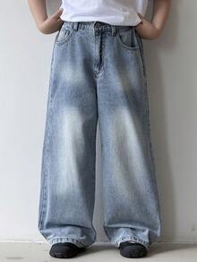DAZY Tween Boy Contrast Color Straight Leg Casual Jeans - Medium Wash - View 4