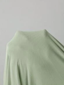 Elaquor Robe tricotée grande taille printemps/été, nouvelle, élégante, à épaule asymétrique, manches courtes, taille plissée, décontractée et polyvalente pour le port quotidien - Vert - Voir 8