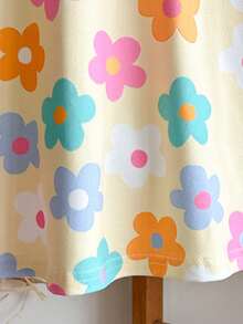 Cozy Pixies Baby Girls Pale Yellow Floral Print Knit Dress,Cute Summer Vacation Holiday Cap Sleeve Casual Elastic Dress,Bohemian Party Style,Spring Trip Outfit - Multicolor - View 11