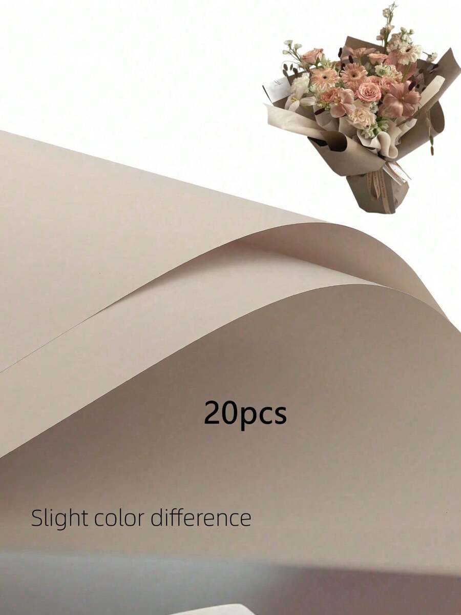 20PCS /1Set Waterproof Solid Color Bouquet Wrapping Paper Oya Paper Florist Supply Flower Packing Paper 58x58cm For Wedding Birthday Gift DIY Craft - multicolor - View 1