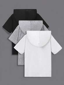 SHEIN 3 st/set Tween Boy Enfärgad Huvad Casual Stickad Tröja - Multifärgad - Visa 2