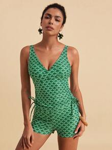 Travachic Women's Printed Drawstring Tie Tankini Swimwear Set - Multicolor - View 7