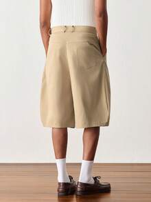 SWAVVY Pantalones cortos casuales de unicolor para hombres - Caqui - Ver 5