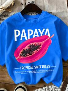 DrmWander Plus Size Women's Round Neck Letter Print Casual Versatile Daily Wear Short Sleeve T-Shirt - Royal Blue - View 4