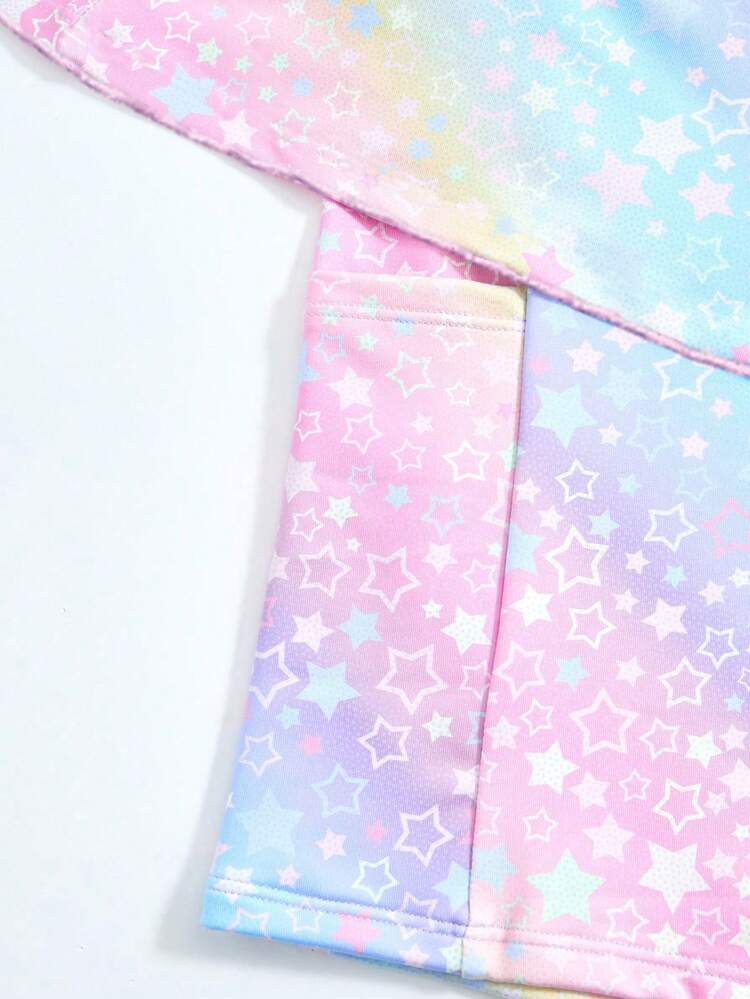 SHEIN 1 bộ đồ thể thao tối giản, thoải mái, họa tiết ngôi sao chuyển màu dopamine, dành cho bé gái tuổi teen, thích hợp cho thể dục dụng cụ, khiêu vũ, hoạt động trong nhà, múa ba lê, mùa hè, mùa xuân, mùa đông, mùa thu. - Nhiều màu - Xem 7